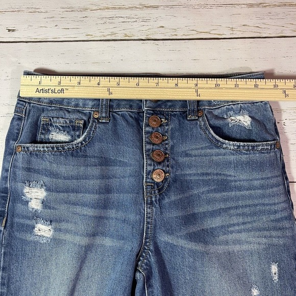 Rewash Jeans Womens 1/25 Blue Distressed High Rise Button Fly Frayed Hem Denim - Picture 10 of 16